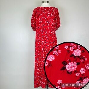 Old Navy Dress Women XL Romantic Cottagecore 90s Ditsy Floral Open Back Maxi